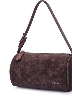 Women Leather Hobo Crossbody Bag, Small Top Handle Barrel Purse